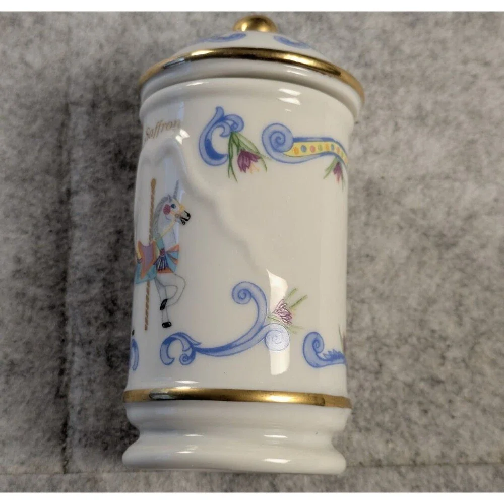The Spice Carousel By Lenox Vintage 1993 Fine Porcelain Saffron w/ 24k Gold Trim